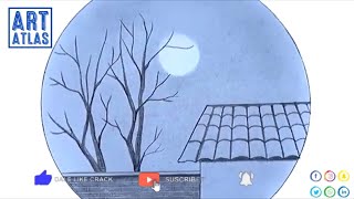How to Draw Scenery of Moonlight Night by pencil sketch...YouTube