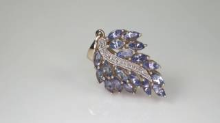 AA Tanzanite and Diamond Leaves Pendant 2 77ct, 9k Yellow Gold