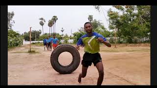 Kabaddi warm up with tyre