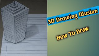 Drawing 3D Skyscraper On Line Paper - How To Draw Big Building Illusion