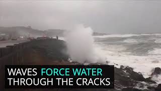 What causes spouting horns on the Oregon coast?