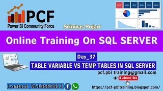 DAY37 TABLE VARIABLE VS TEMP TABLES IN SQL SERVER