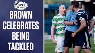 Scott Brown teases Mihael Kovacevic by sarcastically celebrating crunching tackle