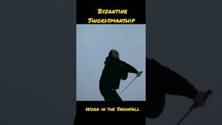 Byzantine Swordsmanship work in the snowfall #byzantine_martial_arts #snow #byzantinesaber #fencing