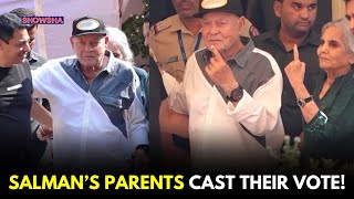 Salman Khan's Parents, Salim Khan \u0026 Salma Cast Their Votes At Polling Booth, Pose With Inked Fingers