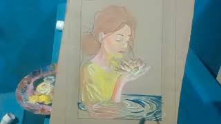 how to draw a portrait on hardboard with acrylic colour painting #drawinglessonsforkids #artlovers