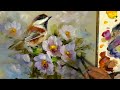 Painting the Chestnut-backed Chickadee and Blossoms with Acrylic Alla Prima Technique