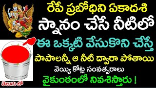 రేపే ప్రబోధిని ఏకాదశి స్నానం చేసే నీటిలో ఈ ఒక్కటి వేసుకొని చేస్తే వెయ్యి కోట్ల సం| వైకుంఠoలో నివసిస్