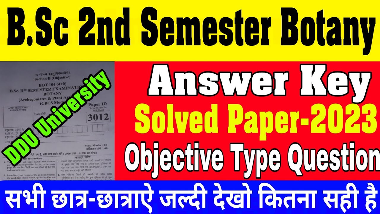 🔴Live|B.Sc 2nd Semester Botany Answer Key 2023|Ddu University|Top-40 ...