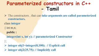 Parameterized constructors in C++ in Tamil