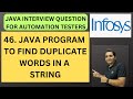 47. Java Program to Find Duplicate Words in a String | Infosys Interview | RD Technical Learning