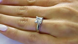 Solitaire Princess Cut Diamond Engagement Ring in White Gold (MVS0010-W)