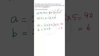 Math Challenge Question: Find the two numbers whose LCM is 90 and HCF is 6 #mathpuzzle