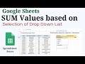 How to SUM Values Based on Selection of Drop Down List in Google Sheets