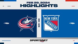NHL Highlights | Rangers vs. Blue Jackets - February 28, 2024