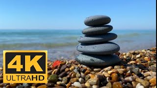 [4K] 3 Hours Relaxing Music \u0026 Beach Sounds, for stress relief, deep sleep, meditation, study, yoga..