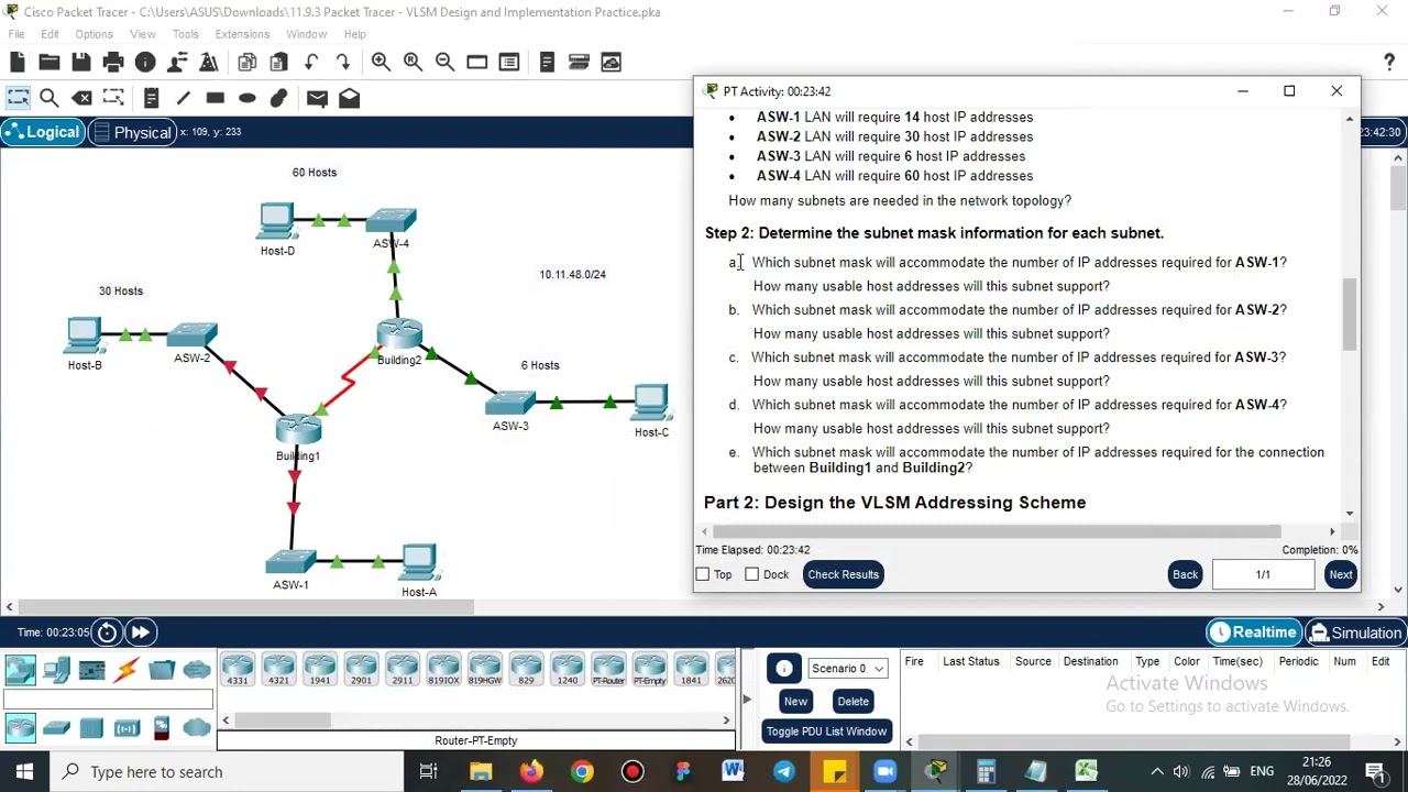 11.9.3 Packet Tracer - VLSM Design And Implementation Practice - YouTube