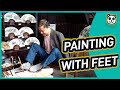 Artist paints using only feet in China