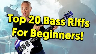 Top 20 MUST KNOW Bass Riffs For Beginners (tabs & tutorial)