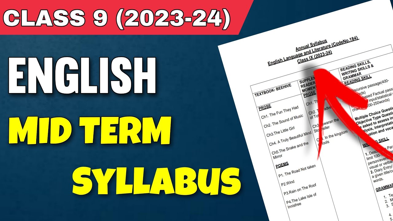 Class 9 English Syllabus 2023-2024 | MID TERM EXAM | CBSE | NCERT ...