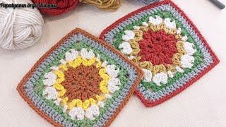 For those who expect easy and stylish motifs 💯👍 crochet very easy square motif model making