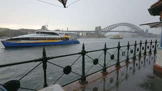 4K 60fps Sydney Sitting 55min and looking at Harbour Bridge in the Rain (November 2023)