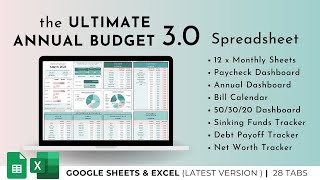 Video Tutorial - JRen Ultimate Annual Budget 3.0 - Google Sheets & Excel