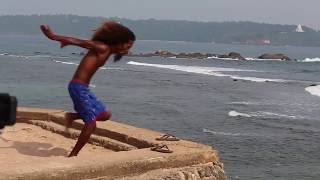 Man survived jumping off Flag Rock Bastion Galle Fort Galle