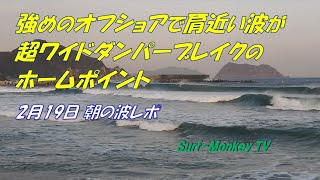 セット肩近い波が超ワイドダンパーブレイクのホームポイント 200219 ~サーフモンキーTV