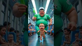 ❤️ Evolution of Baby: Crying baby in train with Sumo wrestler 🤗 2 #cat #cute #love #shorts