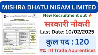 MIDHANI ITI Trade Apprentice Trainees Recruitment 2025 - Apply Online for 120 Posts