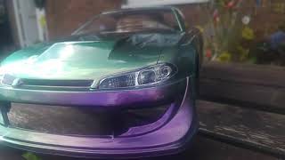 Tamiya Iridescent Paint Purple and Green PS-46 first view outside in the sunshine