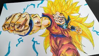 【龍拳】超サイヤ人3 孫悟空 龍拳爆発シーン描いてみたよぉ~ illustration DRAGONBALL