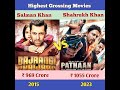 Salman Khan Vs Shahrukh khan Highest Grossing Movies Comparison 2023