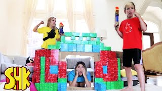 Noah Crashed our Block Fort Challenge! SuperHeroKids Funny Family Videos Compilation