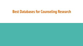 Best Databases for Counseling Research