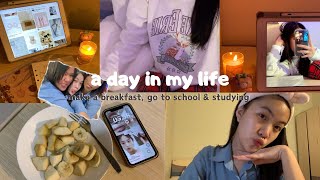 A DAY IN MY LIFE  *realistic* : making breakfast, school vlog & studying 🧸🎀