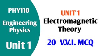 Electromagnetic theory | 20 Important MCQs | Unit 1 | | PHY110 | LPU