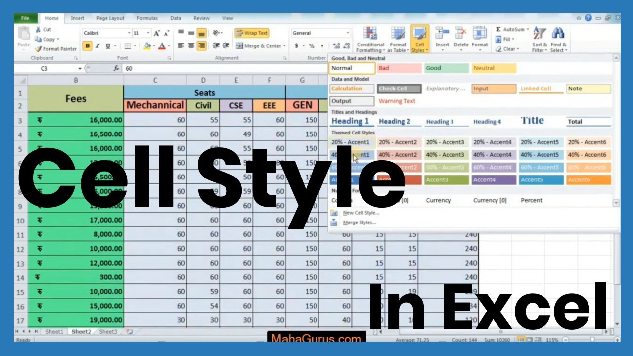 How To Add Cell Styles In Excel- Cell Style In Excel Tutorial - YouTube