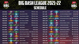 Big Bash League 2021-22 Schedule | Big Bash League 2021-22 Match Fixtures | BBL 2021-22 Fixtures