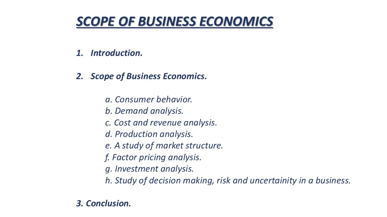 Scope Of Business Economics - B Com Part - 1 - YouTube