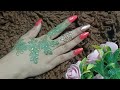 green henna with golden and green glitter filling simple green floral henna design mehndi henna