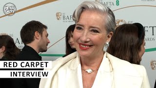 Emma Thompson BAFTAs 2023 Red Carpet Interview Good Luck to You, Leo Grande