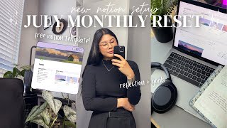 JULY MONTHLY RESET | new Notion setup, cleaning reset, goal setting & reflection, Notion template