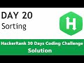 Day 20 - Sorting - Bubble Sort Algorithm Coded in Python - HackerRank Solution