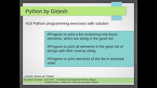 Q.41 to Q.43 Python - Solved Practice Exercises - for loop in lists