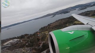 Wideroe Embraer E190-E2 Startup/Takeoff from Bergen to Tromsø