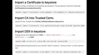top java keytool keystore commands