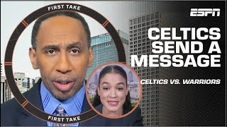 Stephen A. thinks the Celtics ‘PUT THE LEAGUE ON NOTICE!’ vs. Warriors ☘️ | Firs