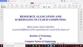 Major project Intern(DIND) batch 41 (17-21) Resource allocation and scheduling using cloud computing